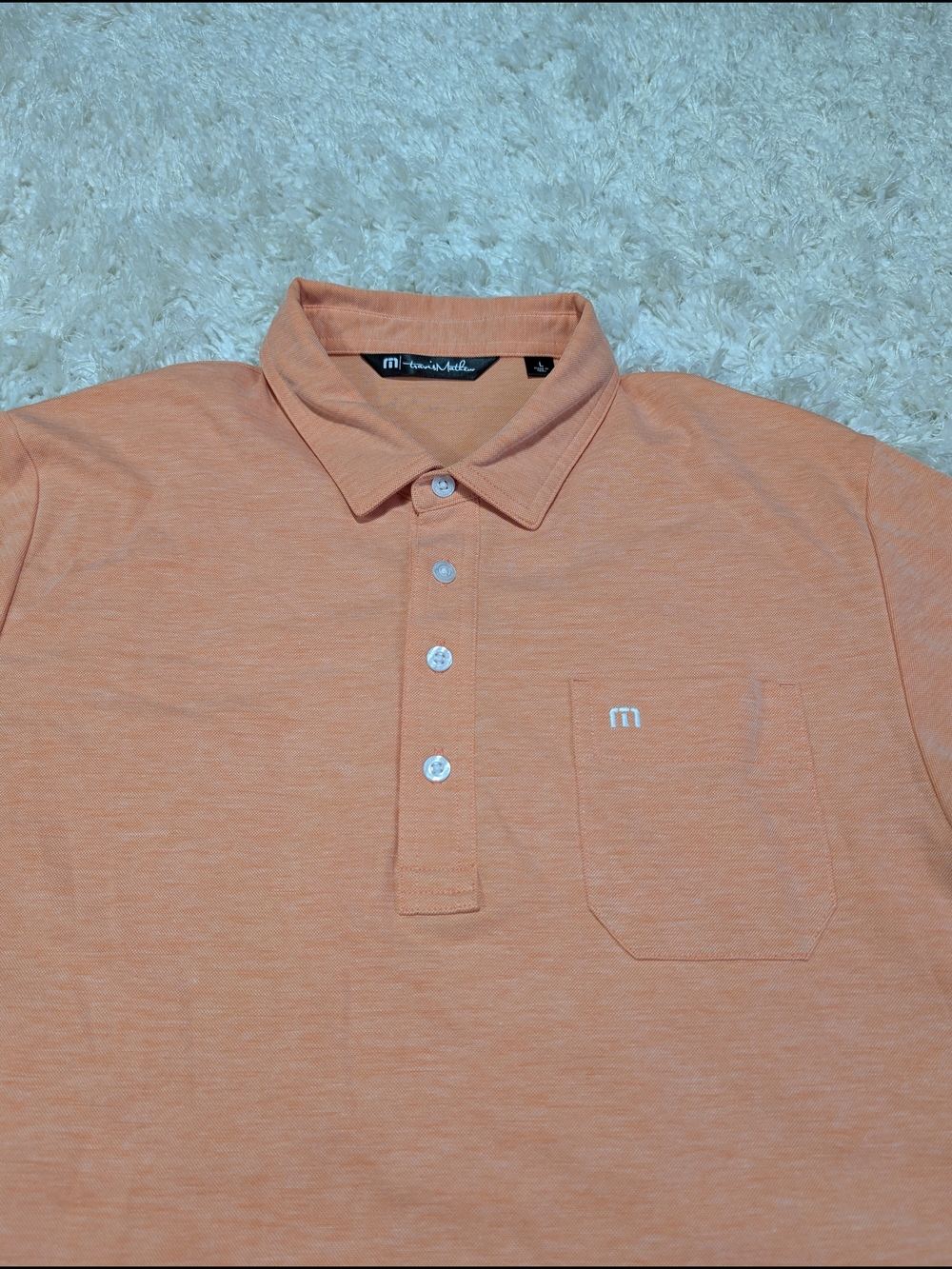 Travis Mathew Men's Peach Polo Shirt with Chest Pocket